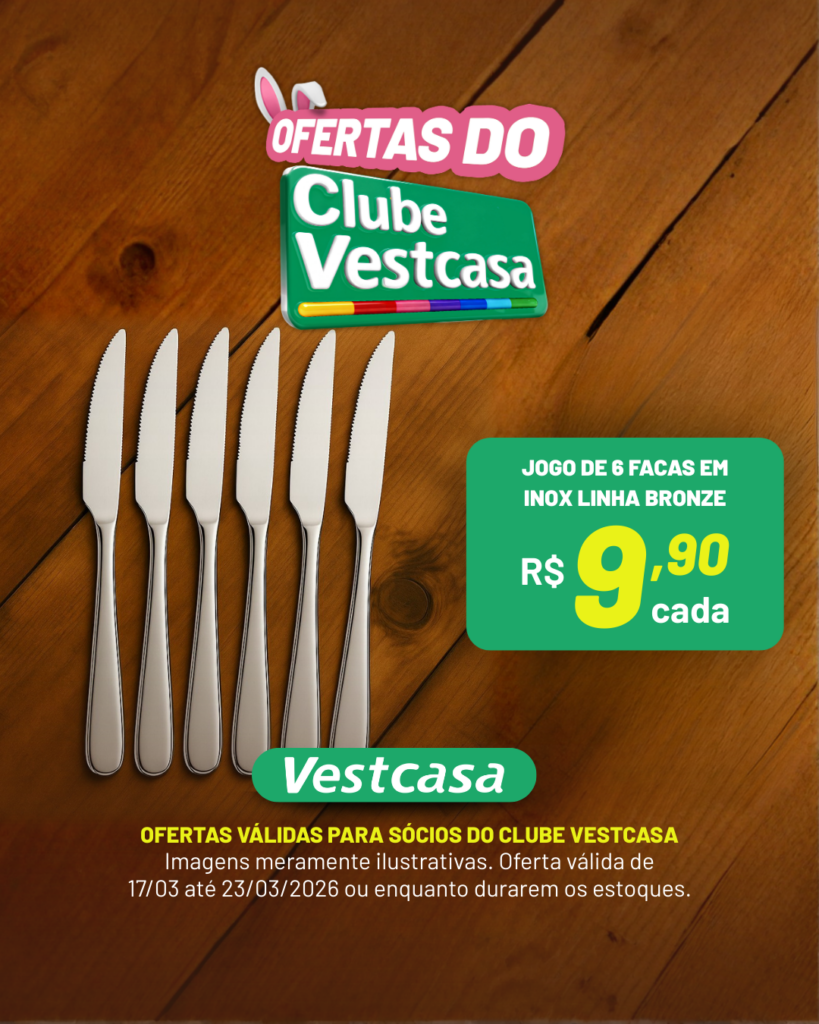JOGO DE FACA DE INOX BRONZE COM 6 PEÇAS