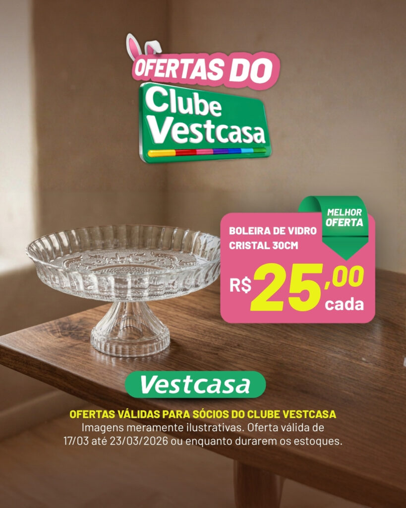 BOLEIRA DE VIDRO CRISTAL 30CM