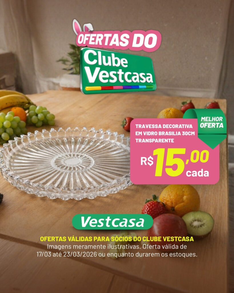 TRAVESSA DECORATIVA VIDRO BRASILIA 30CM TRANSPARENTE